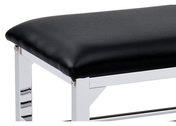 Raft pentru pantofi cu scaun 2 niveluri,argintiu/negru, 80 x 30 x 45 cm