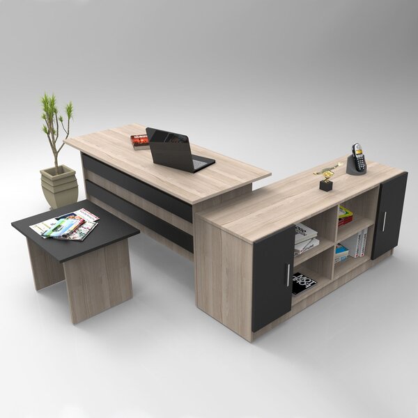 Set pentru birou Vincent 10 (Stejar + Negru). 1072640