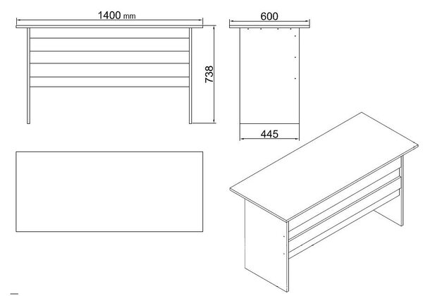 Set pentru birou Vincent 10 (Stejar + Negru). 1072640
