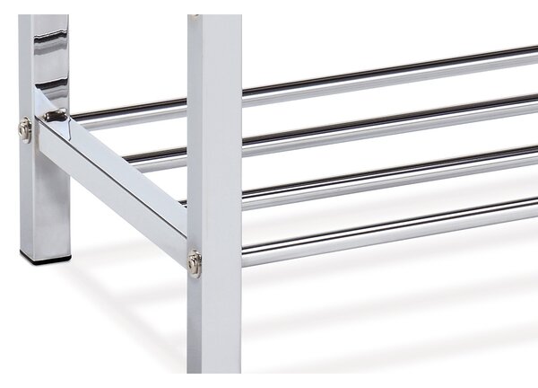 Raft pentru pantofi cu scaun 2 niveluri,argintiu/negru, 80 x 30 x 45 cm