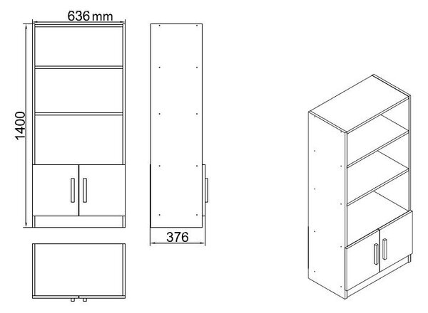 Set mobilier birou Vincent 15 (stejar + negru). 1072649