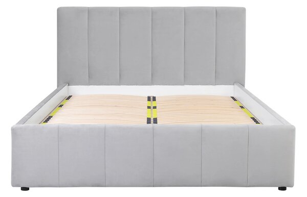Cadru pat LONES 160x200, stofa catifelata gri deschis - Bluvel 03