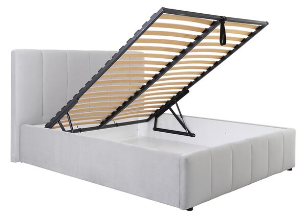Cadru pat LONES 160x200, stofa catifelata gri deschis - Bluvel 03