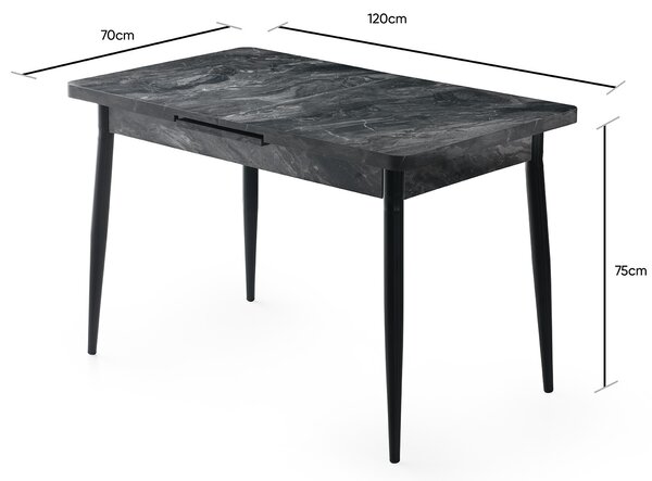 Masă sufragerie extensibilă (pentru 6 persoane) Aimee (Antracit). 1072698