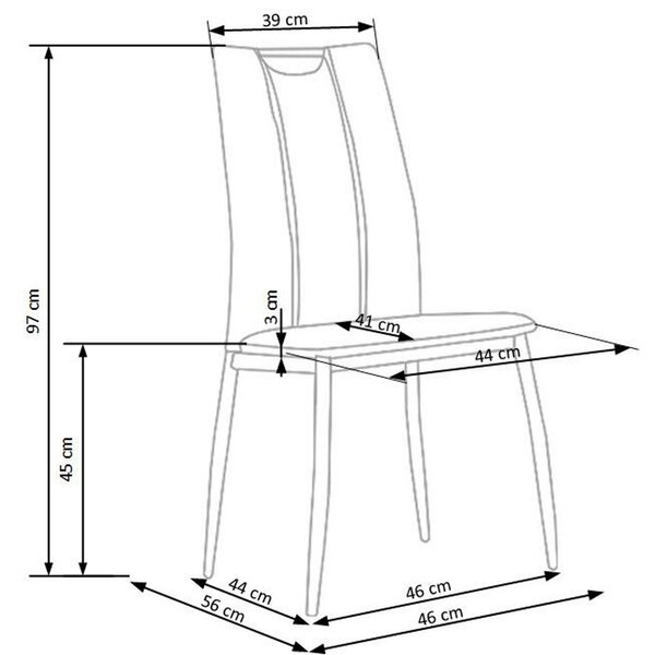 Scaun tapitat cu piele ecologica neagra K187, 44X41X97 CM