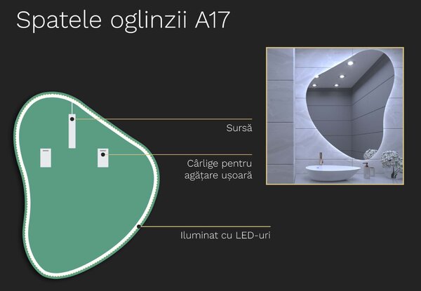 Oglindă LED organică cu iluminare A17