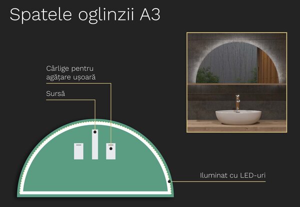 Oglindă atipică cu iluminare LED A3