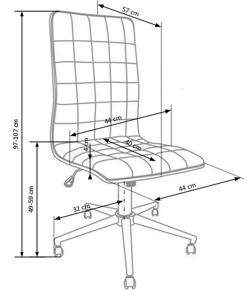 Scaun ergonomic fara brate alb Porto, 44X46X97/107 CM