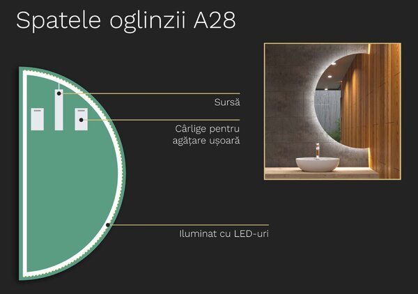 Oglindă atipică cu iluminare LED A28