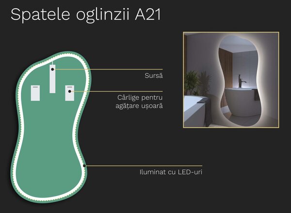 Oglindă LED organică cu iluminare A21