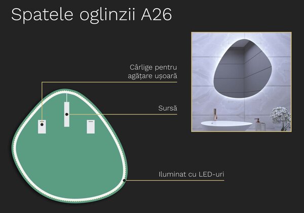 Oglindă LED organică cu iluminare A26