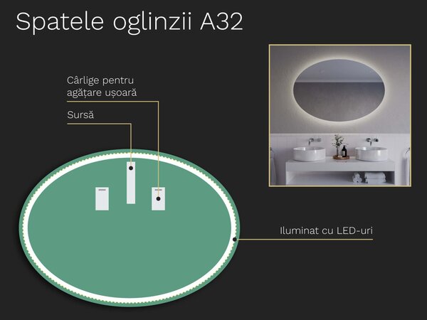 Oglindă ovală cu iluminare A32