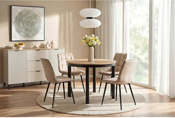 Masa extensibila BERNARDIN, stejar artisan/negru, 100/176x100x76 cm