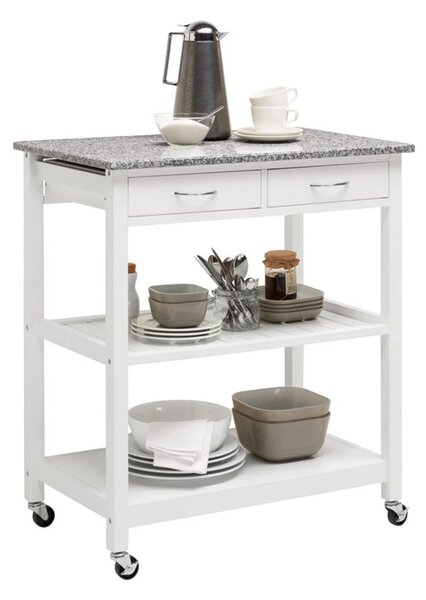 Carucior servire BABETTE, alb/gri, 78x48x87 cm