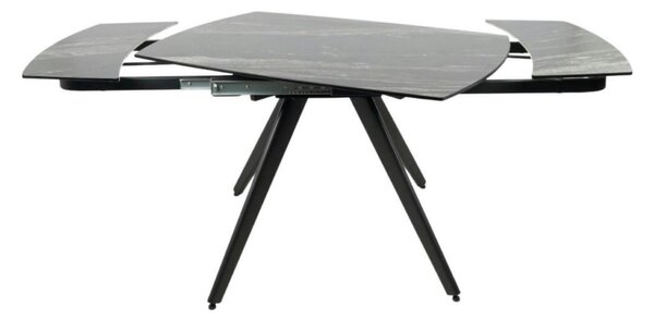 Masa extensibila VIGO, negru cu efect de marmura, ceramica/metal, 120/