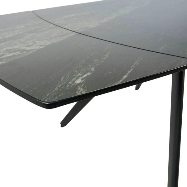 Masa extensibila VIGO, negru cu efect de marmura, ceramica/metal, 120/