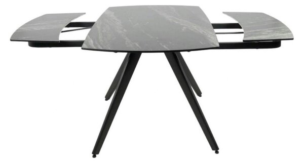 Masa extensibila VIGO, negru cu efect de marmura, ceramica/metal, 120/