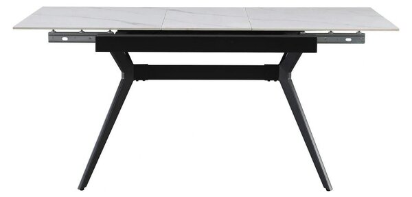 Masa extensibila MILS, alb cu efect de marmura/negru, ceramica/metal