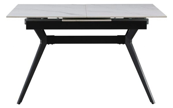 Masa extensibila MILS, alb cu efect de marmura/negru, ceramica/metal