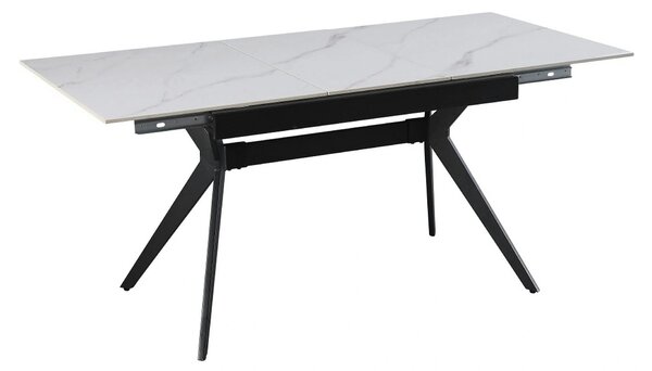Masa extensibila MILS, alb cu efect de marmura/negru, ceramica/metal