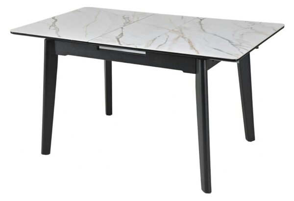 Masa extensibila OSTEN, alb cu efect de marmura/negru, 140/180x80x76 c