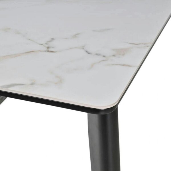 Masa extensibila OSTEN, alb cu efect de marmura/negru, 140/180x80x76 c