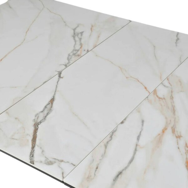 Masa extensibila OSTEN, alb cu efect de marmura/negru, 140/180x80x76 c