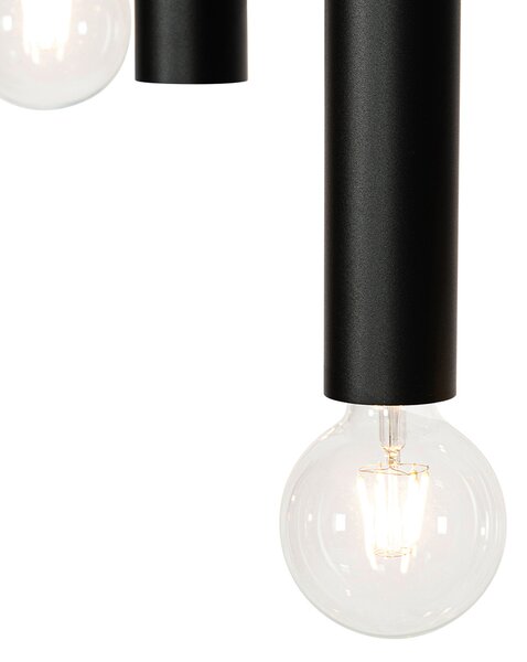 Lampă suspendată de design neagră ovală cu 7 lumini - Tuba