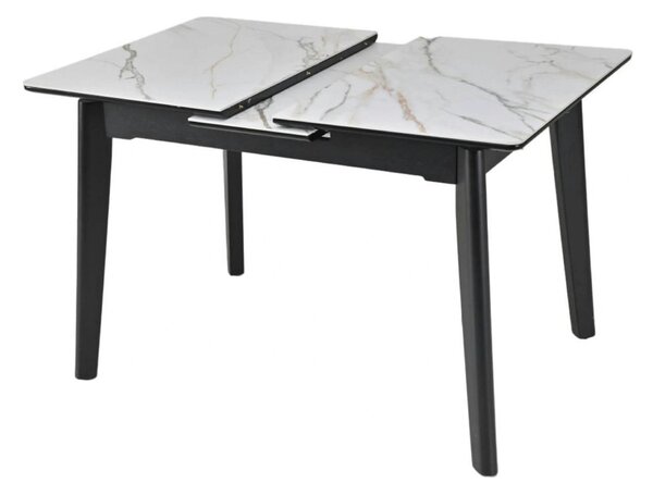 Masa extensibila OSTEN, alb cu efect de marmura/negru, 140/180x80x76 c