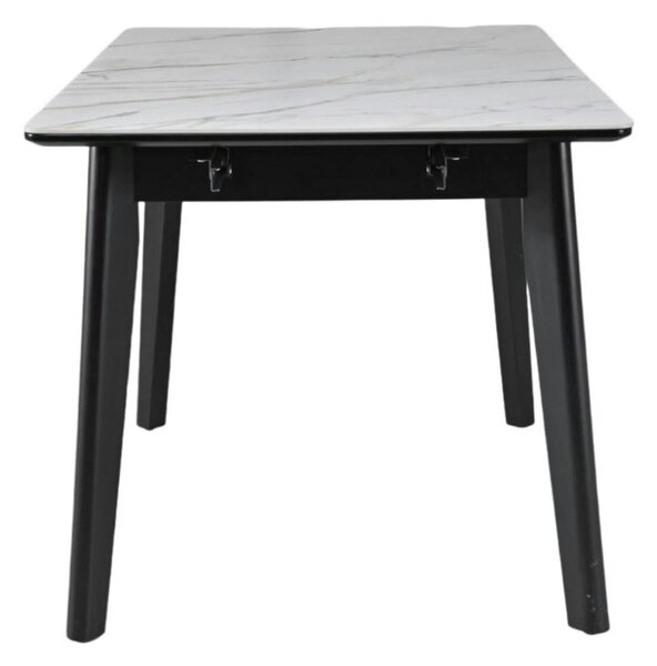 Masa extensibila OSTEN, alb cu efect de marmura/negru, 140/180x80x76 c