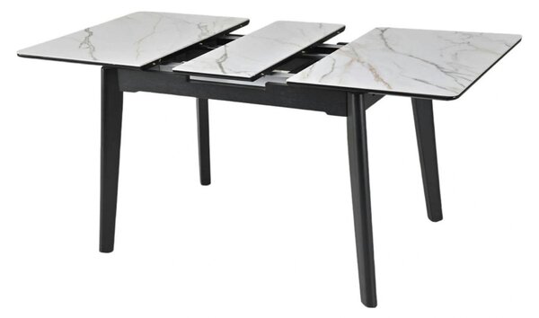 Masa extensibila OSTEN, alb cu efect de marmura/negru, 140/180x80x76 c