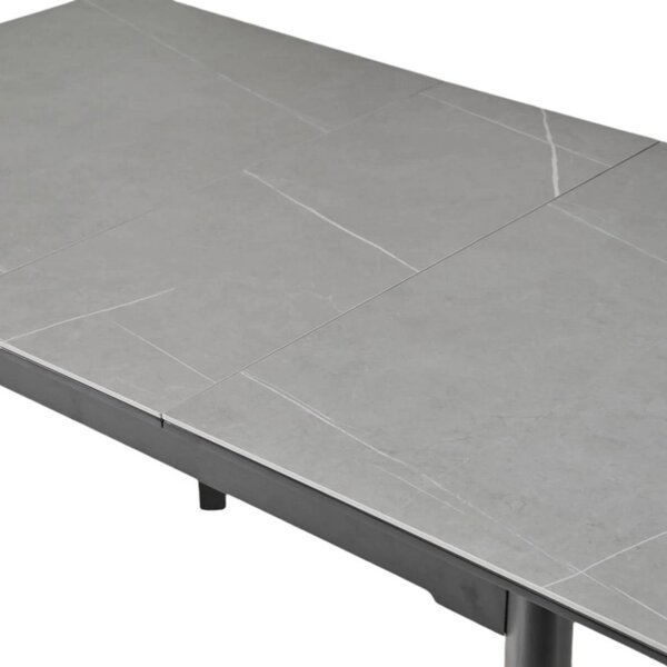 Masa extensibila OSTEN, gri cu efect de marmura/negru, 120/160x80x76 c