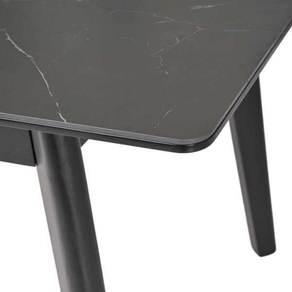 Masa extensibila OSTEN, negru cu efect de marmura, 120/160x80x76 cm