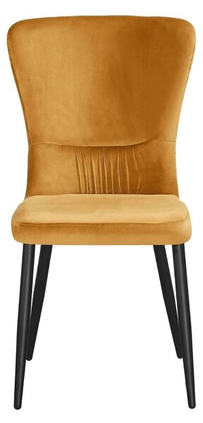 Scaun MIA, galben/negru, stofa catifelata/metal, 51x62x95 cm