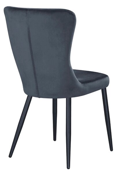 Scaun MIA, gri inchis/negru, stofa catifelata/metal, 51x62x95 cm