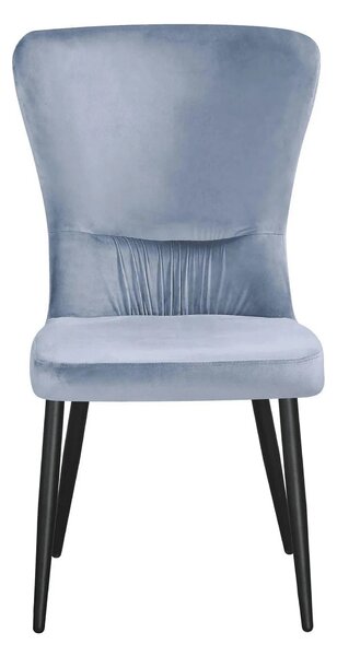 Scaun MIA, albastru deschis/negru, stofa catifelata/metal, 51x62x95 cm