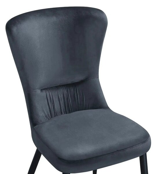 Scaun MIA, gri inchis/negru, stofa catifelata/metal, 51x62x95 cm