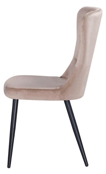 Scaun MIA, bej/negru, stofa catifelata/metal, 51x62x95 cm