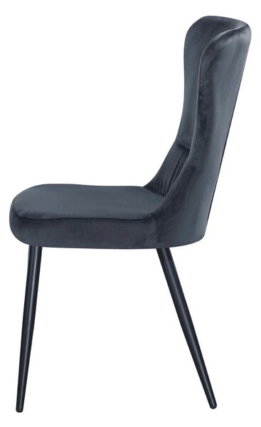 Scaun MIA, gri inchis/negru, stofa catifelata/metal, 51x62x95 cm