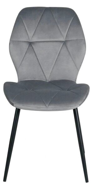 Scaun KEN, gri deschis/negru, stofa catifelata/metal, 47x55x87 cm