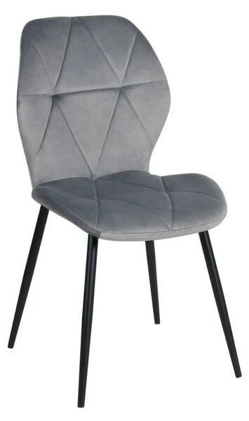 Scaun KEN, gri deschis/negru, stofa catifelata/metal, 47x55x87 cm