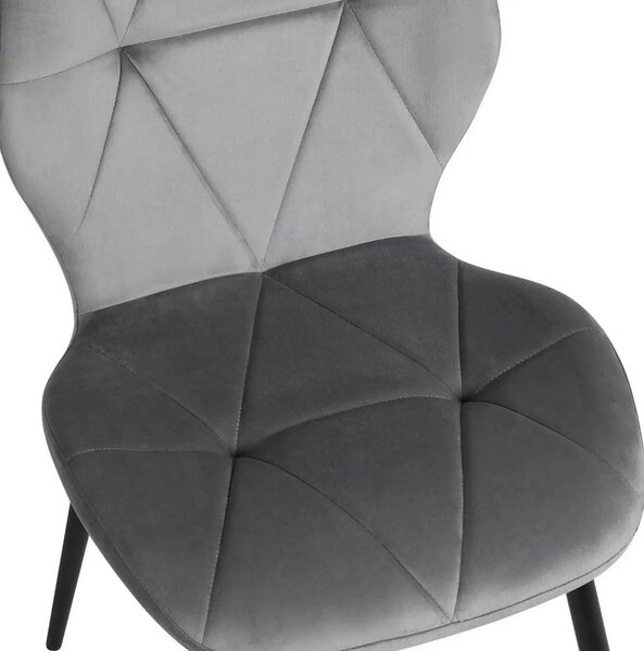Scaun KEN, gri deschis/negru, stofa catifelata/metal, 47x55x87 cm