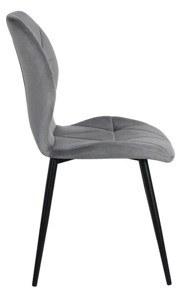Scaun KEN, gri deschis/negru, stofa catifelata/metal, 47x55x87 cm