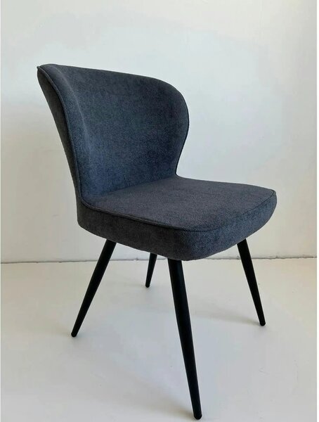 Scaun RIO 2, gri inchis/negru, stofa buclata/metal, 64x51x84 cm