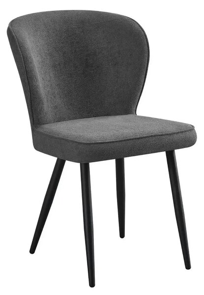 Scaun RIO 2, gri inchis/negru, stofa buclata/metal, 64x51x84 cm