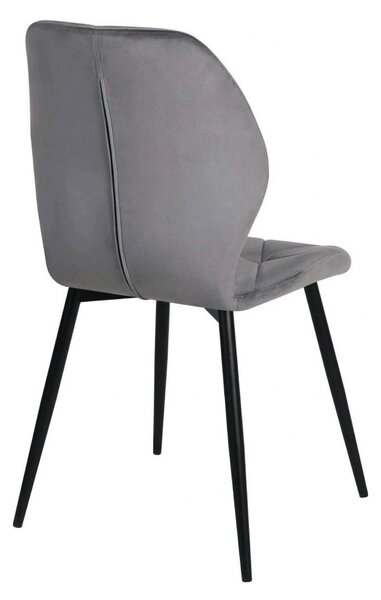 Scaun KEN, gri deschis/negru, stofa catifelata/metal, 47x55x87 cm