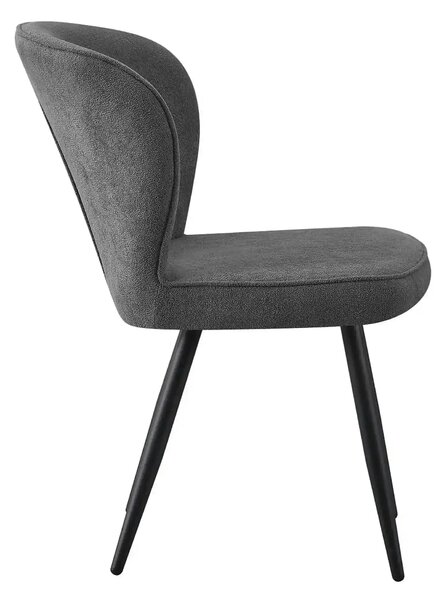 Scaun RIO 2, gri inchis/negru, stofa buclata/metal, 64x51x84 cm