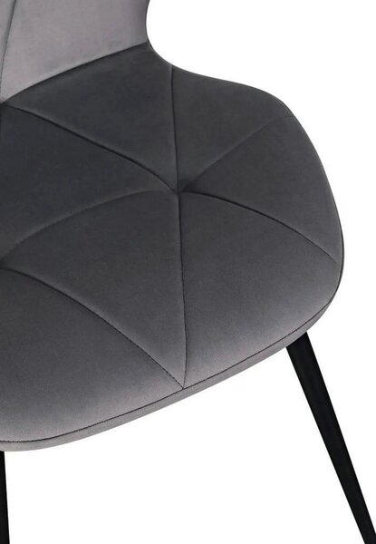 Scaun KEN, gri inchis/negru, stofa catifelata/metal, 47x55x87 cm
