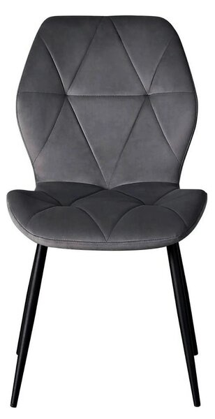 Scaun KEN, gri inchis/negru, stofa catifelata/metal, 47x55x87 cm