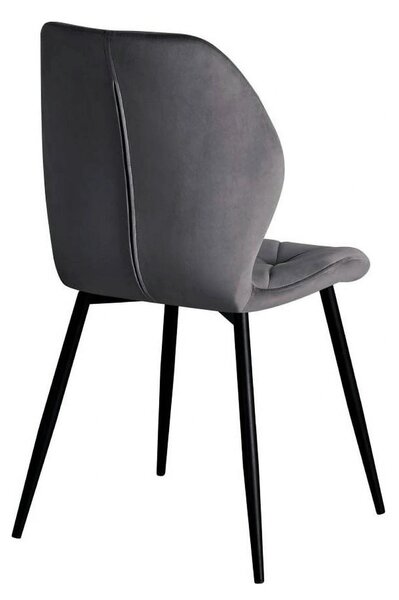 Scaun KEN, gri inchis/negru, stofa catifelata/metal, 47x55x87 cm